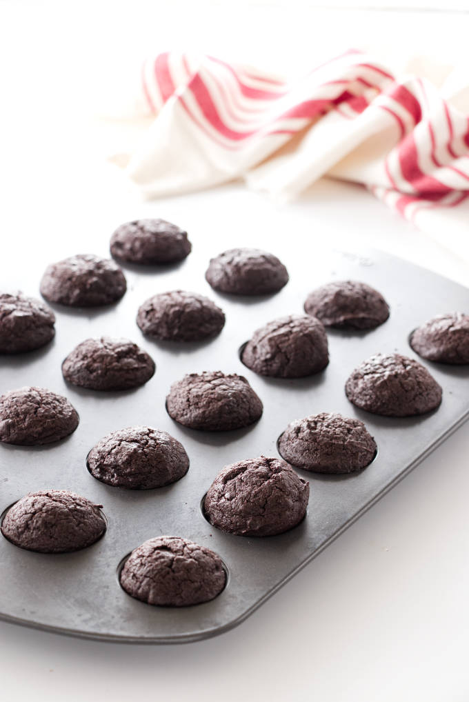 A pan of baked miso brownie bites