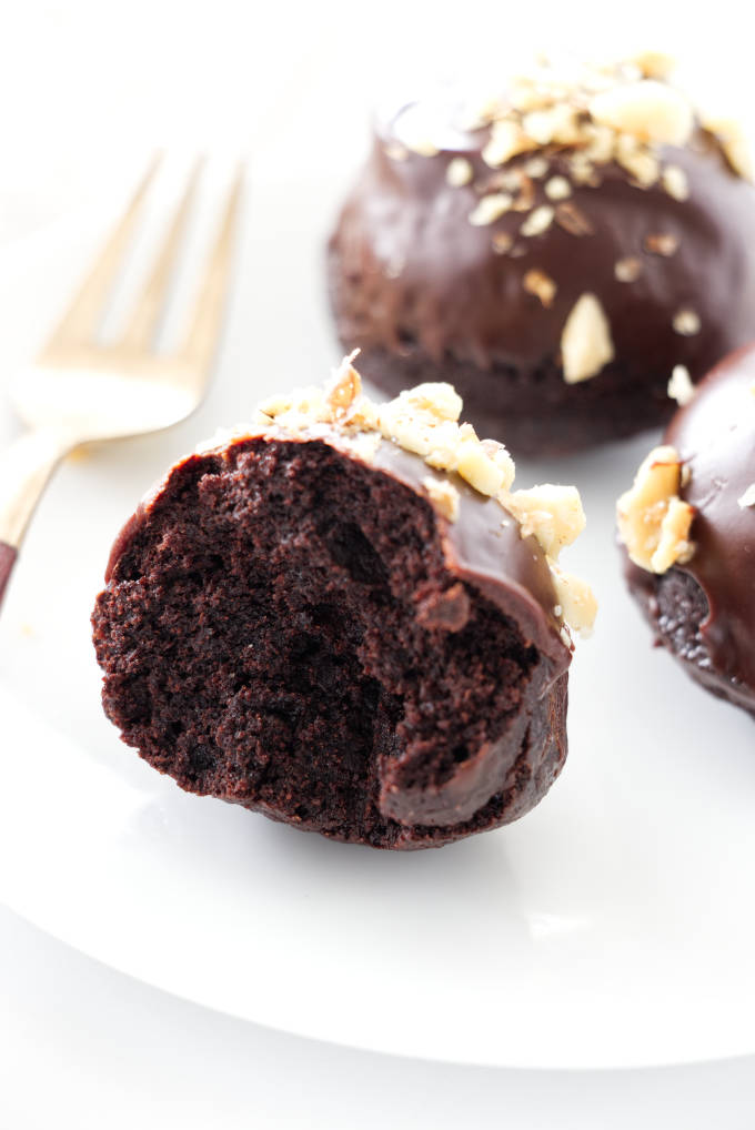 Close up view of a miso brownie bite