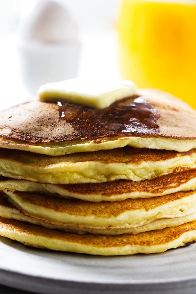 Butter melting on hot pancakes.