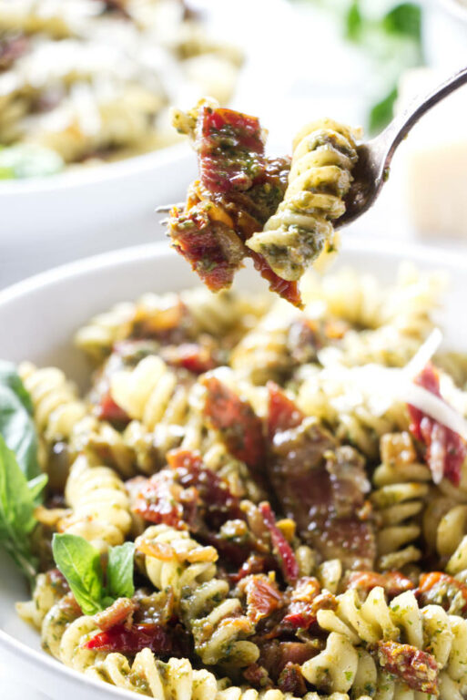 Prosciutto Pesto Pasta with Sun Dried Tomatoes - Savor the Best