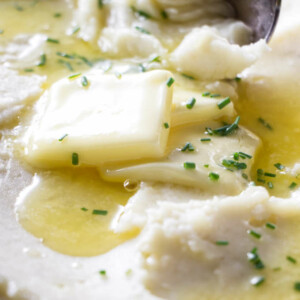 Butter melting on mashed potatoes.