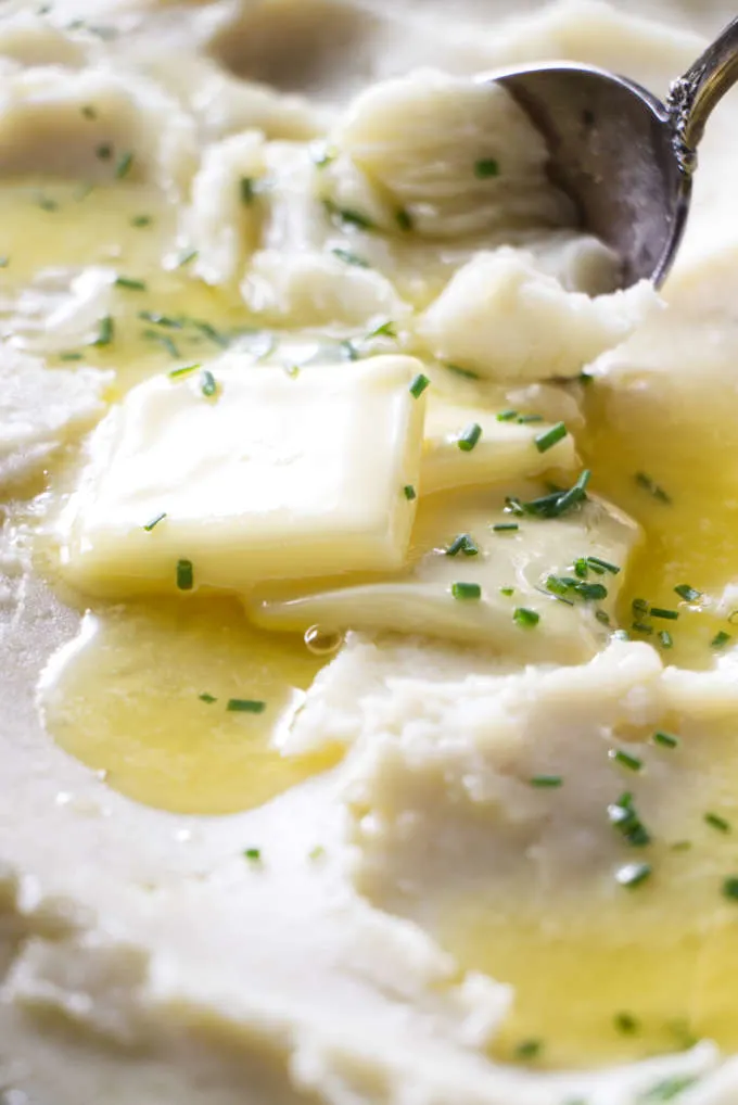 Butter melting on mashed potatoes.