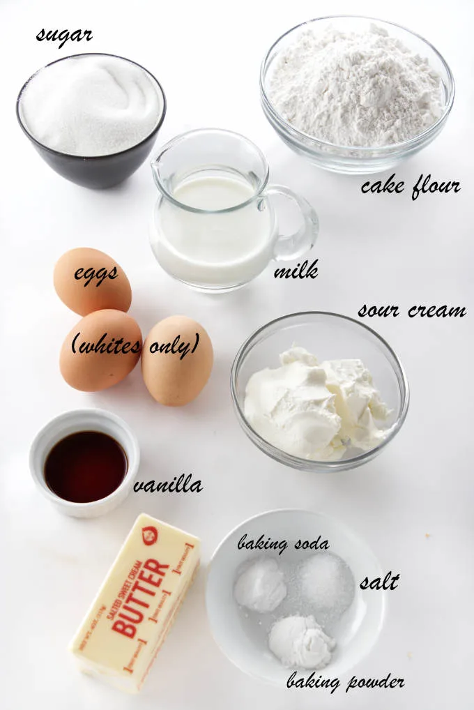 Ingredients for a 6-inch white cake