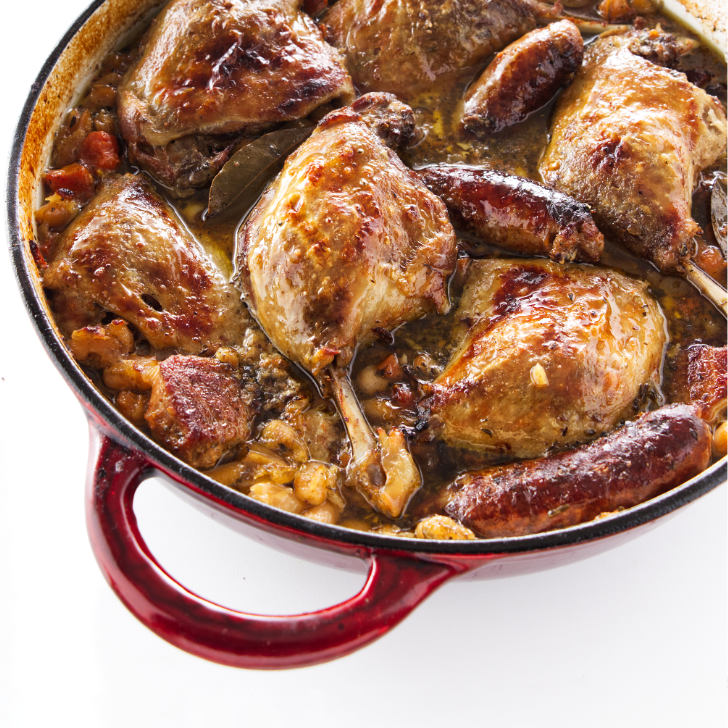 Cassoulet with duck legs, sausage and pork