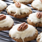 Maple pecan cookies on a rack.