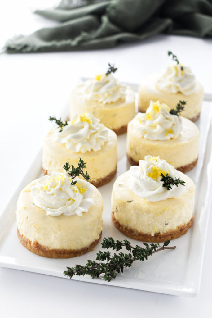 Lemon Thyme and goat cheese mini cheesecakes