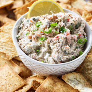 A bowl filled with smoked salmon dip.