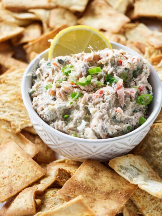 A bowl filled with smoked salmon dip.