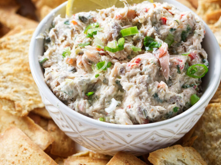 A bowl filled with smoked salmon dip.