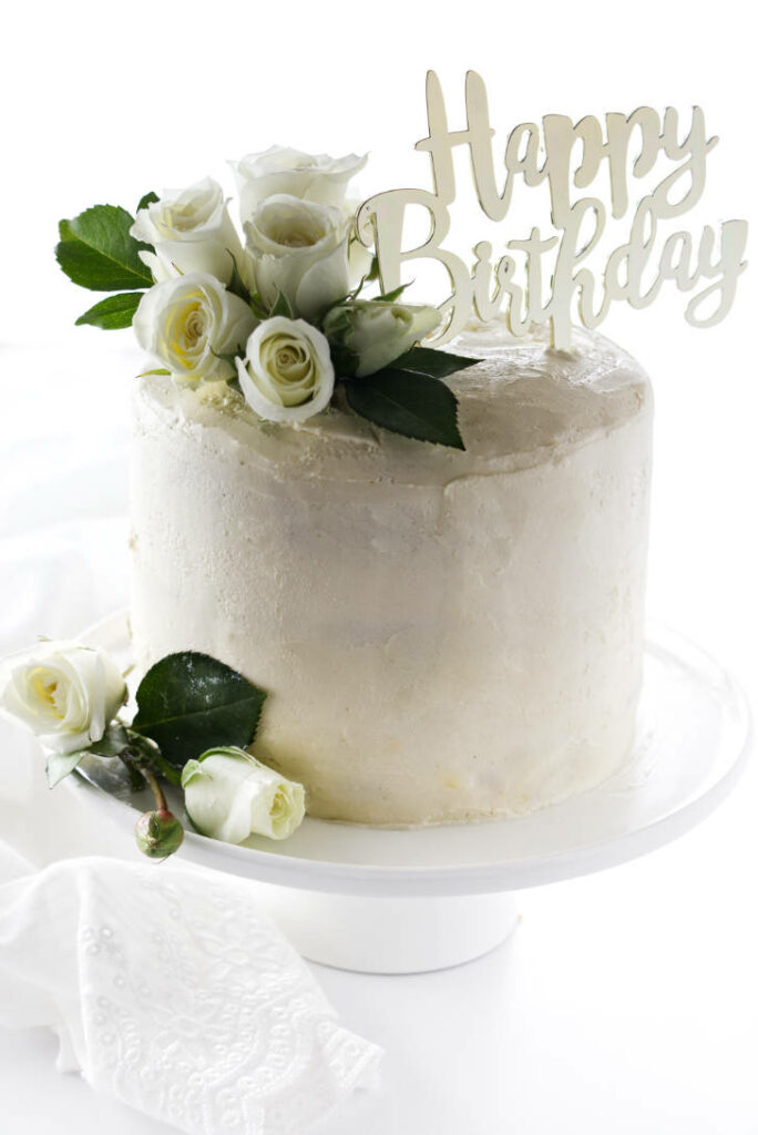 6-inch white cake on a pedestal