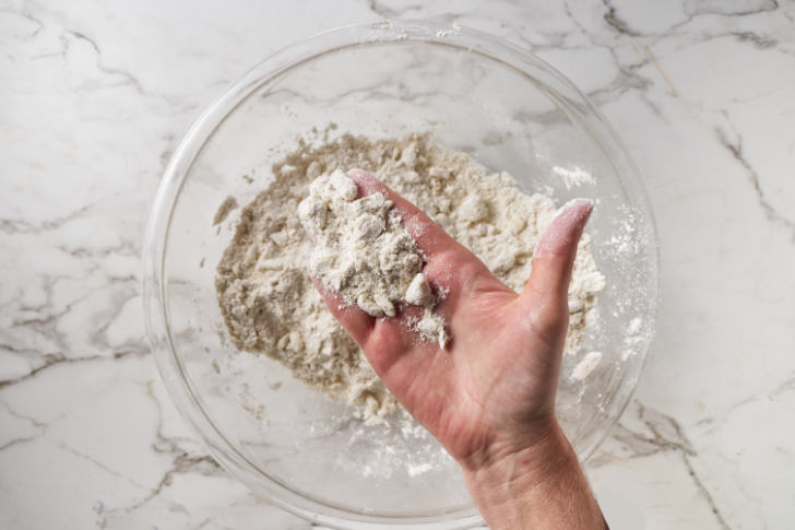 Working butter into flour mixture.