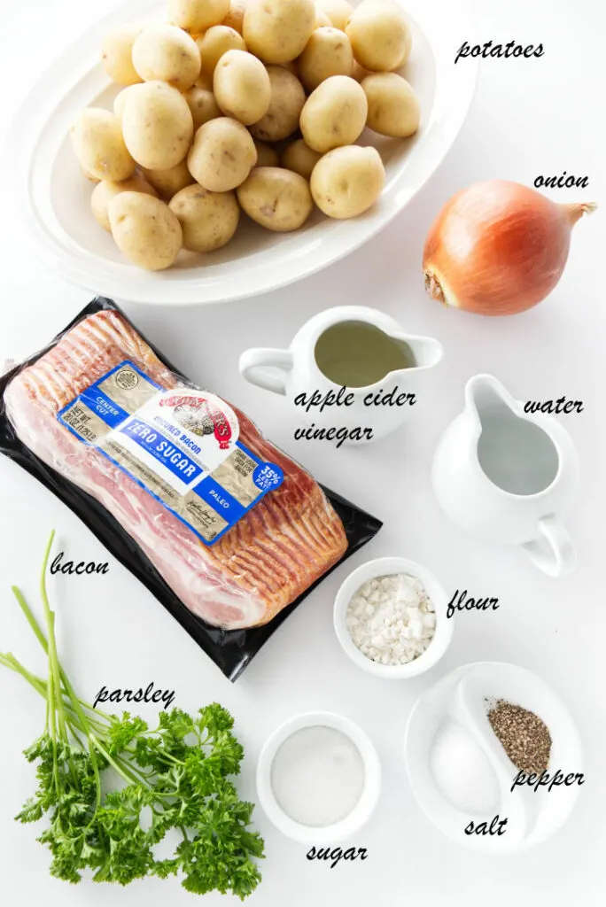 Ingredients used for hot German potato salad.