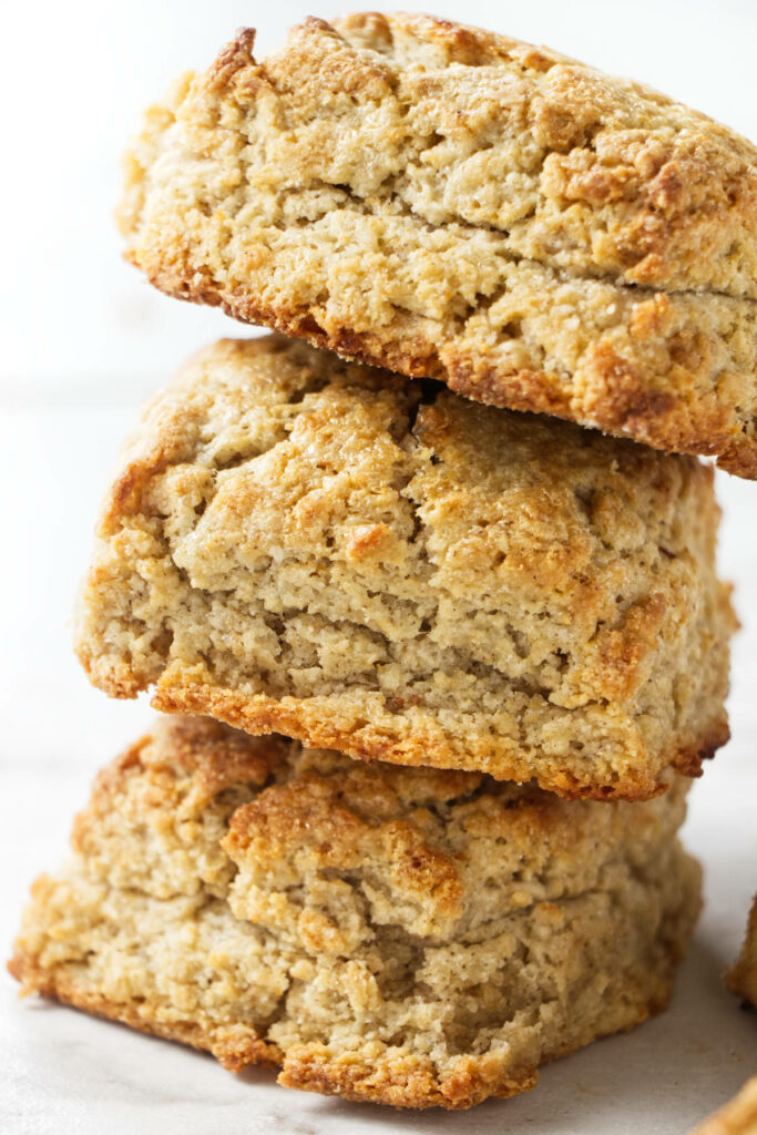 A stack of three barley biscuits.