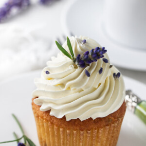 Ermine frosted lavender cupcake
