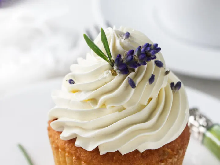 Ermine frosted lavender cupcake