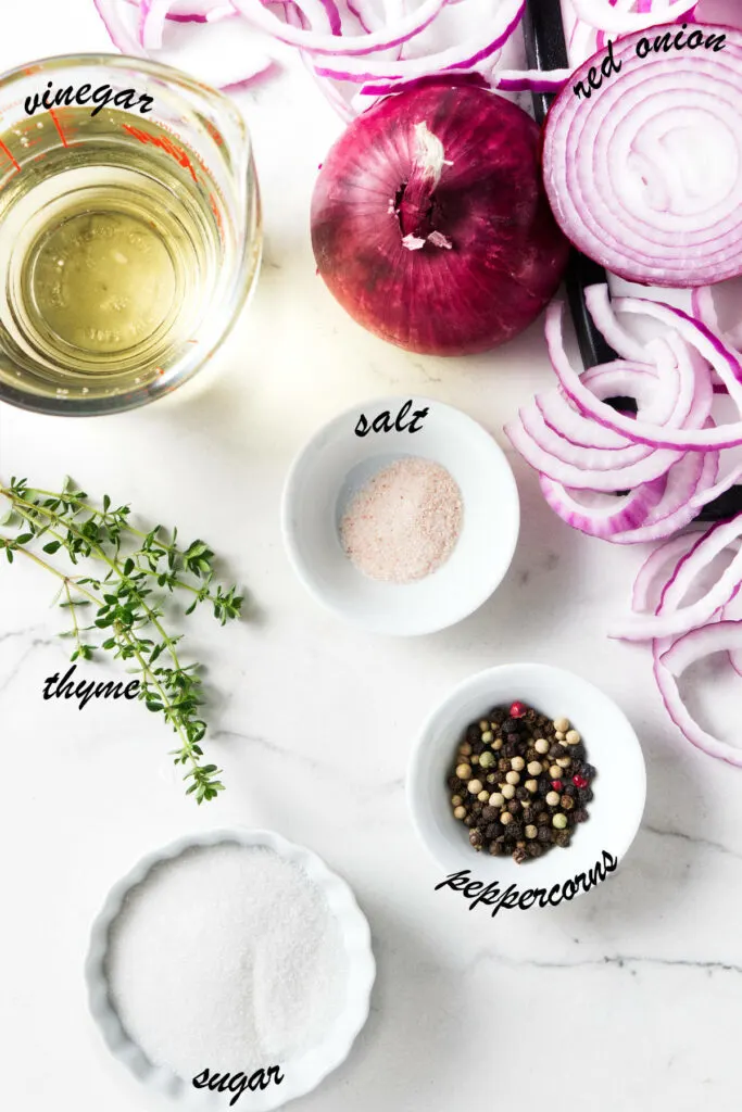Ingredients used to make pickled onions.
