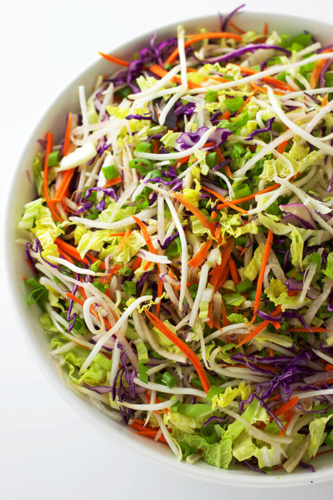 Shredded vegetables in a bowl.