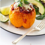 Ground chicken stuffed in a bell pepper.