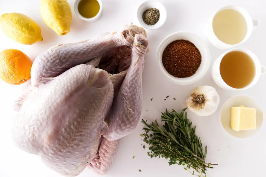 Ingredients for a dry brined Cajun turkey