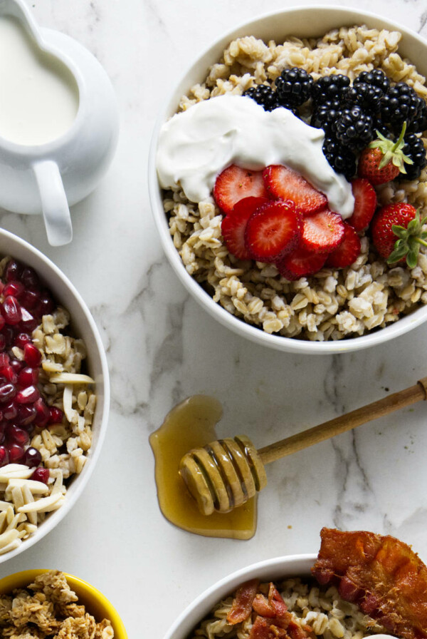 Breakfast porridge made with oat groats.