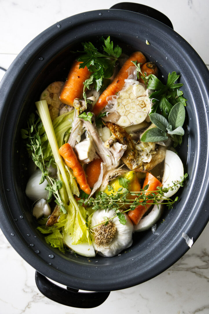 Slow Cooker Chicken Bone Broth (Homemade Chicken Broth) - Savor the Best