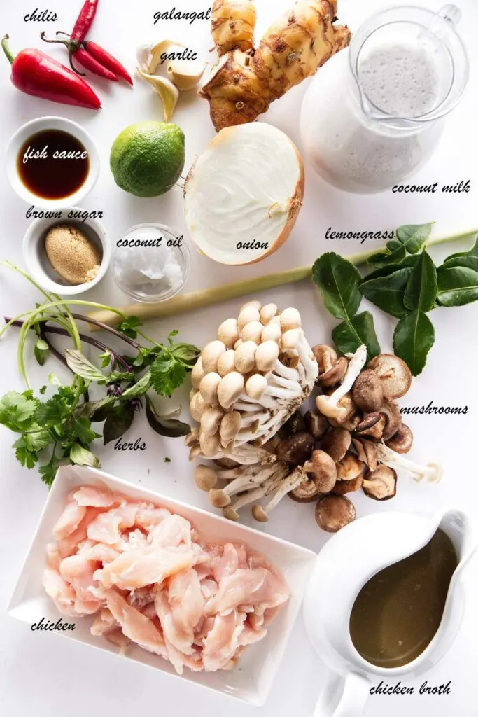 Ingredients for Tom Kha Soup.