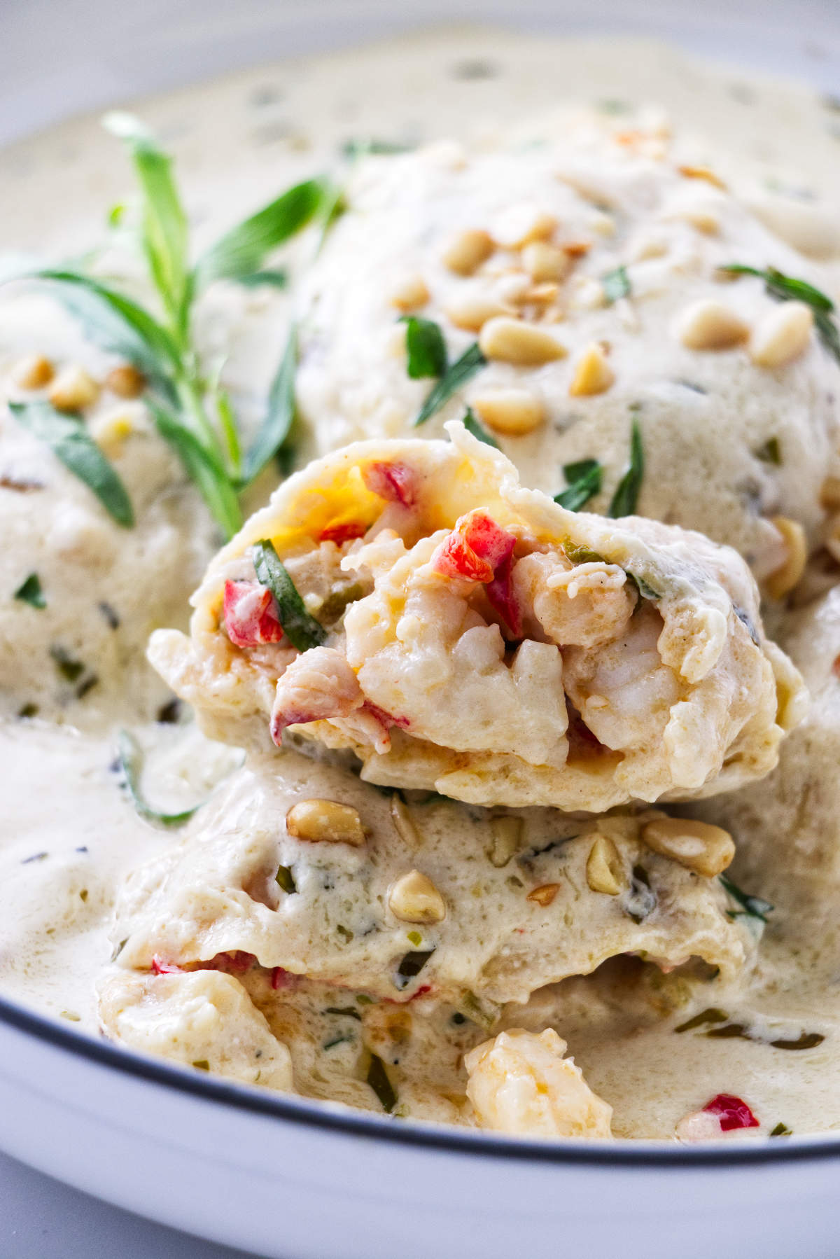 A ravioli with lobster filling.