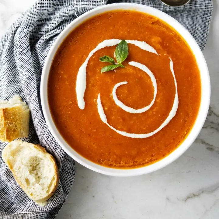 A bowl of spicy tomato soup.