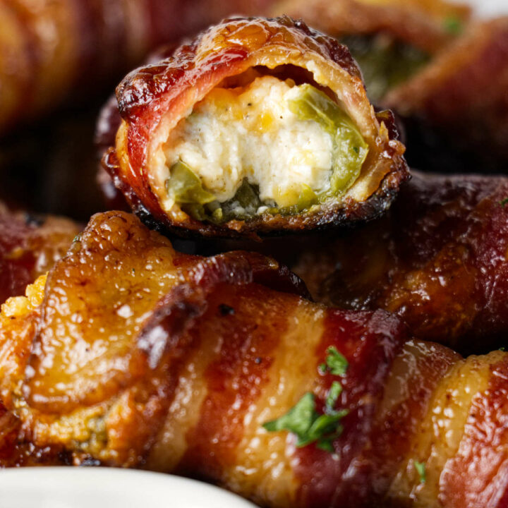 Traeger jalapeno poppers wrapped in bacon.