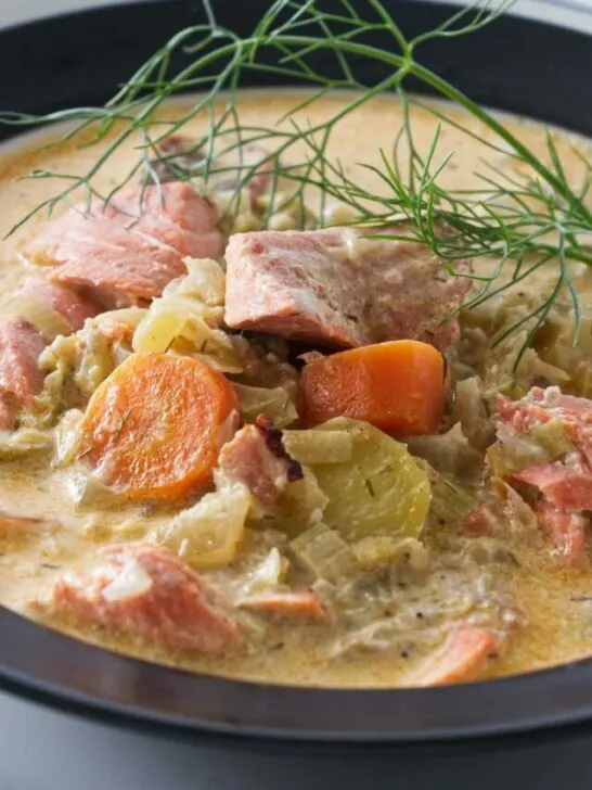 A close view of Salmon Stew.