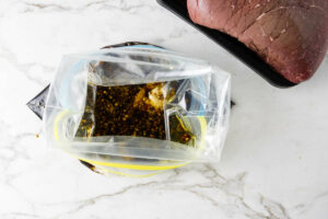 Mixing the marinade for a london broil.
