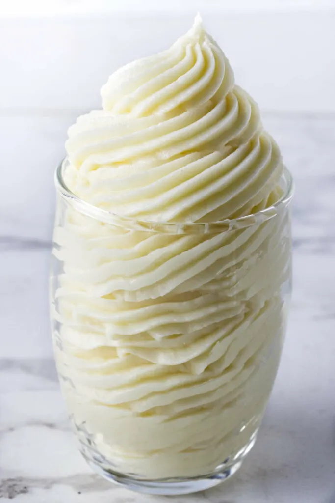 Cream cheese buttercream in a jar.
