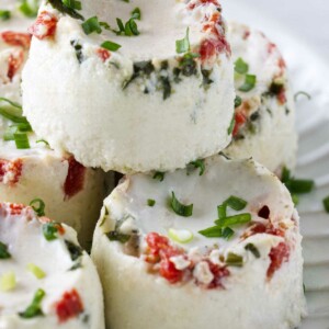 A stack of egg white bites made in the sous vide.