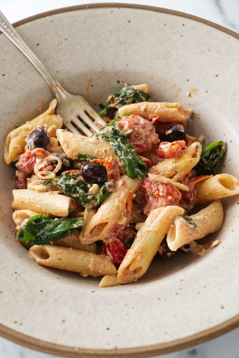 Baked Goat Cheese Pasta with Tomatoes