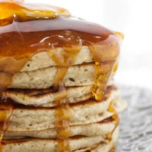 A stack of pancakes.