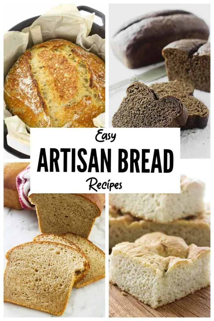 A collage of four bread recipes.