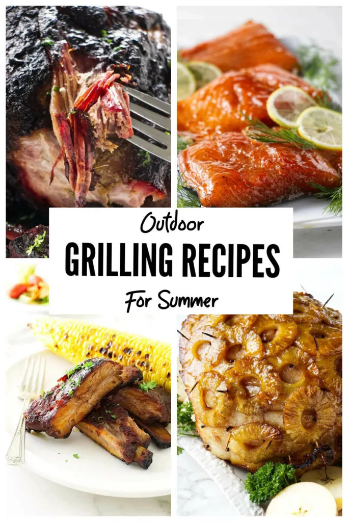 A collage of four grilling recipes.