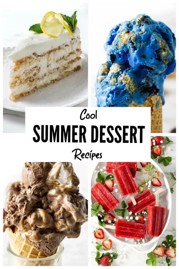 A collage of four dessert recipes.