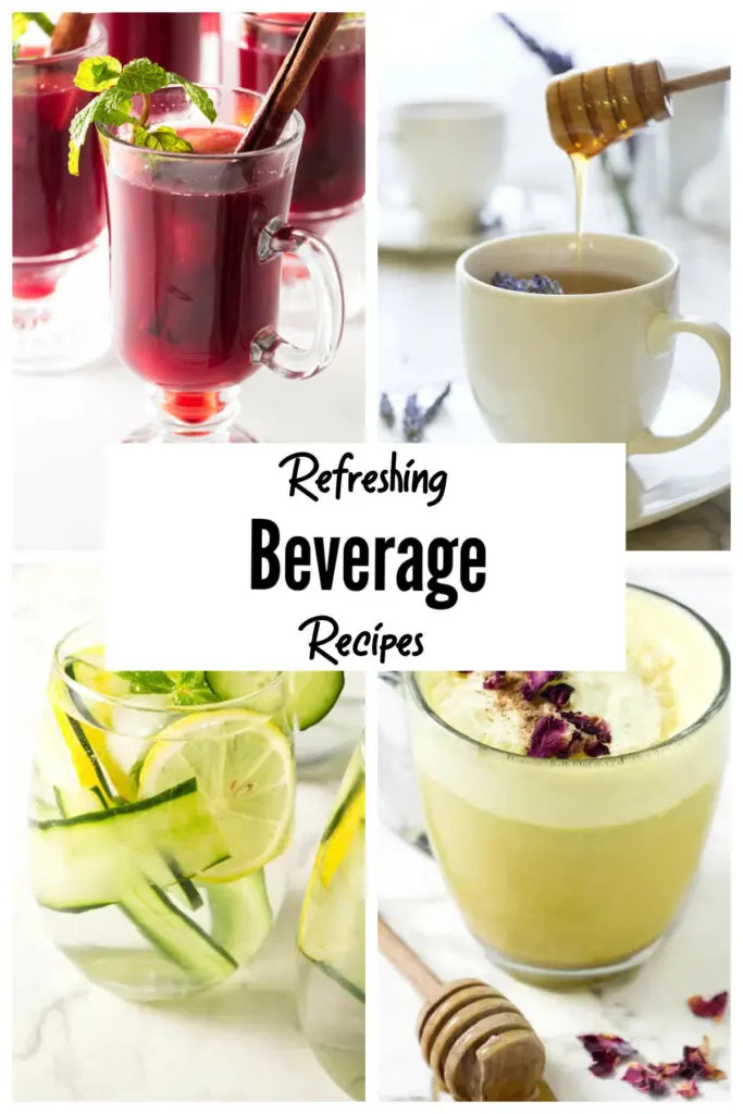 A collage with four beverages.