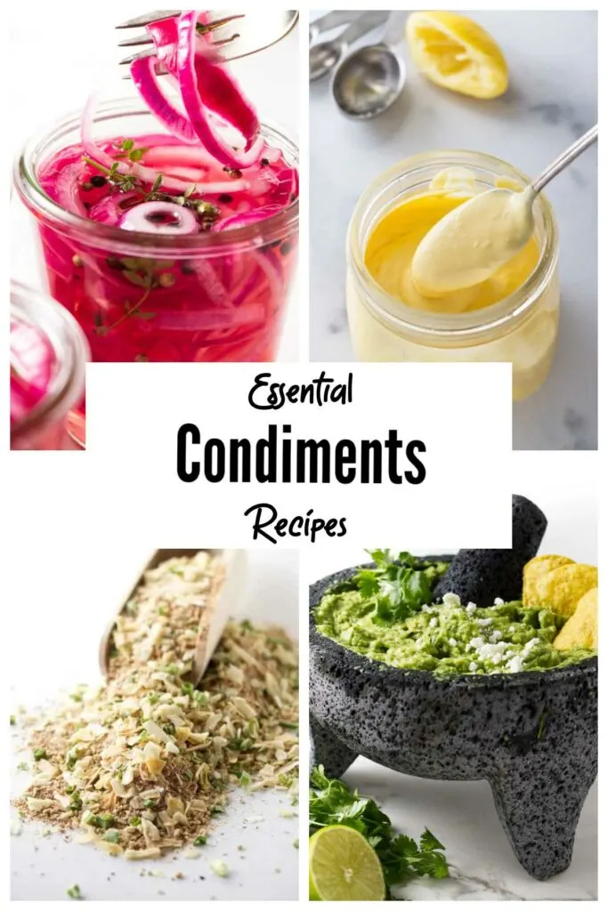 A collage with four condiment recipes.