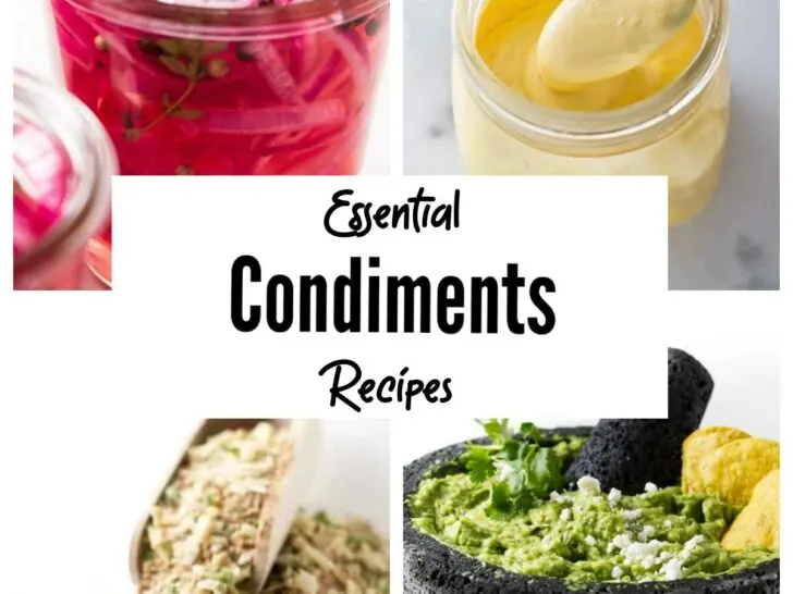 A collage with four condiment recipes.
