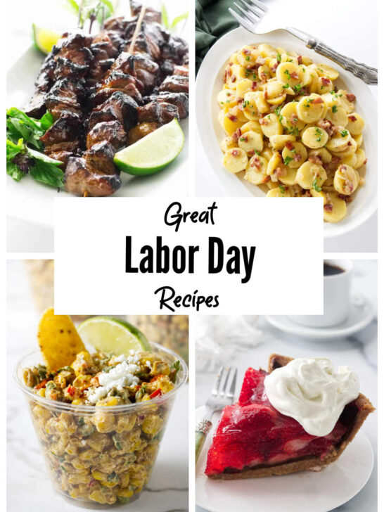 A collage of four photos for Labor Day recipes.
