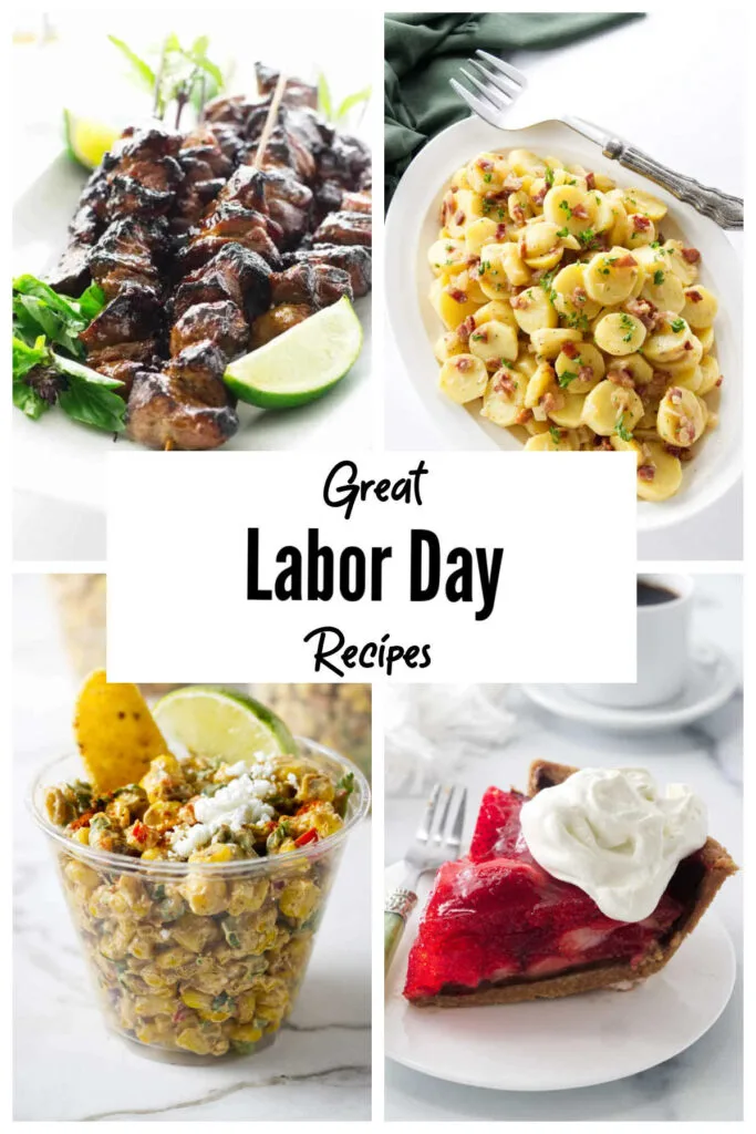 A collage of four photos for Labor Day recipes.