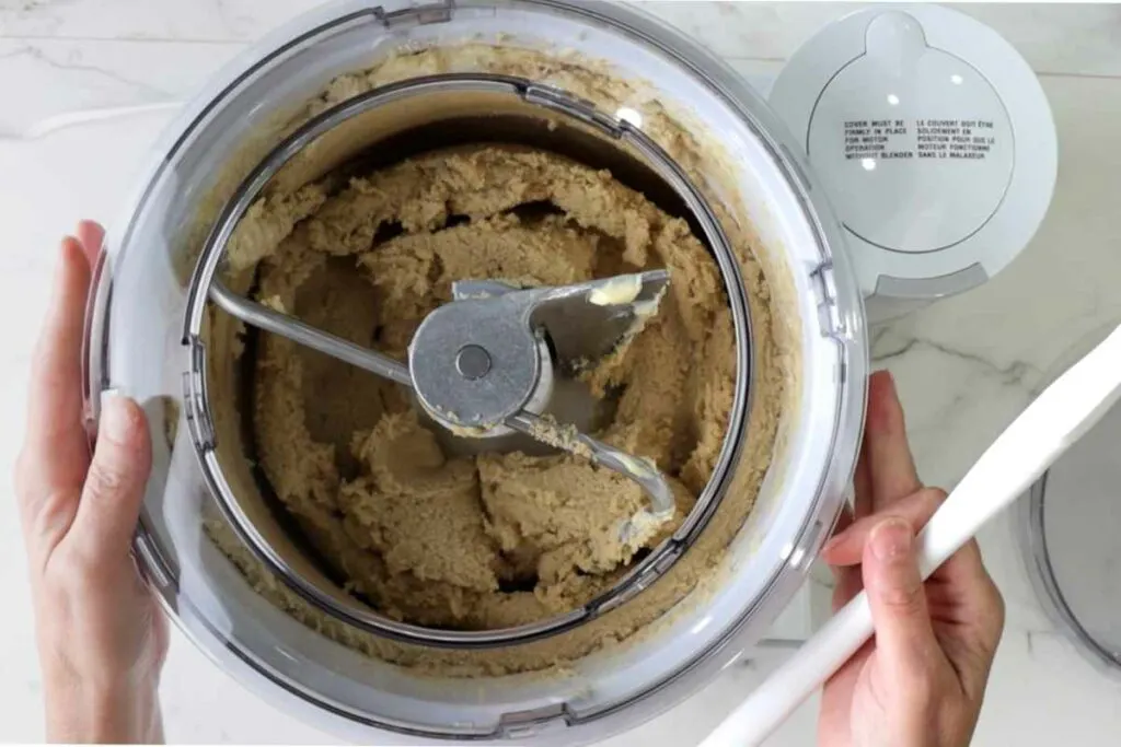 Mixing cookie dough in a Bosch stand mixer.