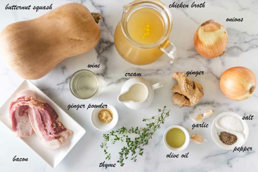 Ingredients for butternut soup.