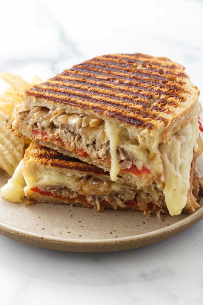 A panini made with leftover pork roast.