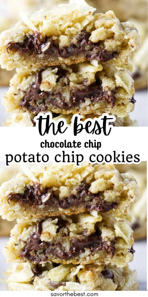 Pinterest image for chocolate chip potato chip cookies.