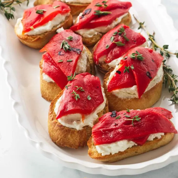 Roasted Red Pepper Bruschetta with Goat Cheese - Savor the Best