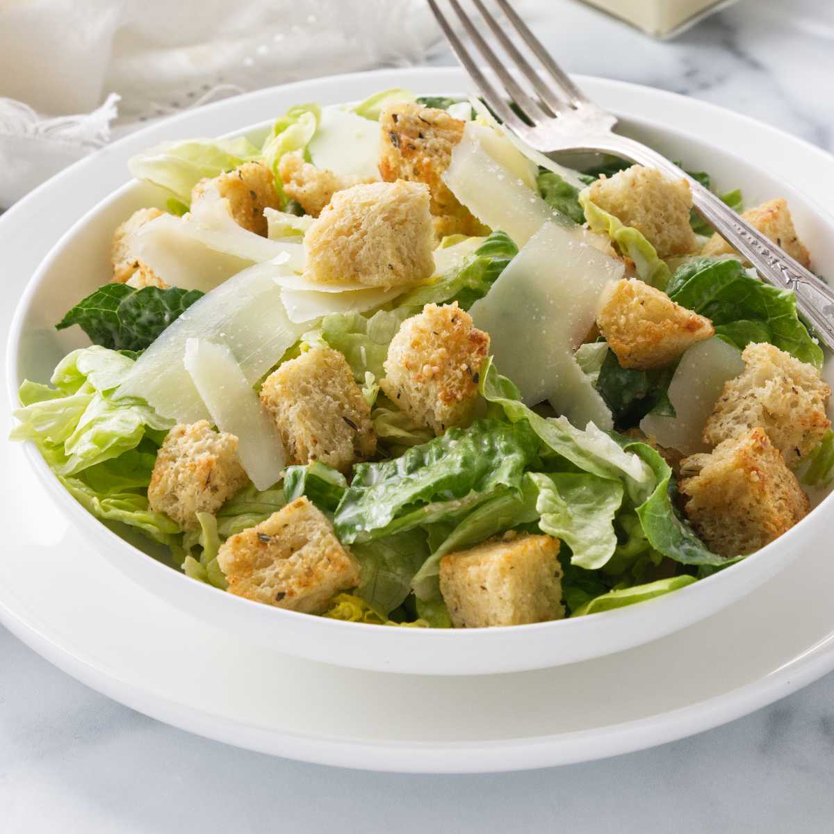 Croutons on a Caesar salad.