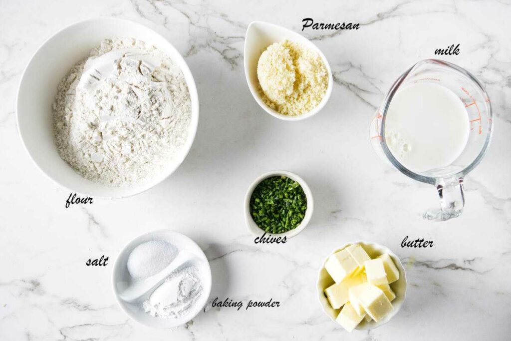 Ingredients used to make old fashioned flour dumplings.